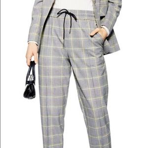 Windowpane Check Tapered Crop Pants
